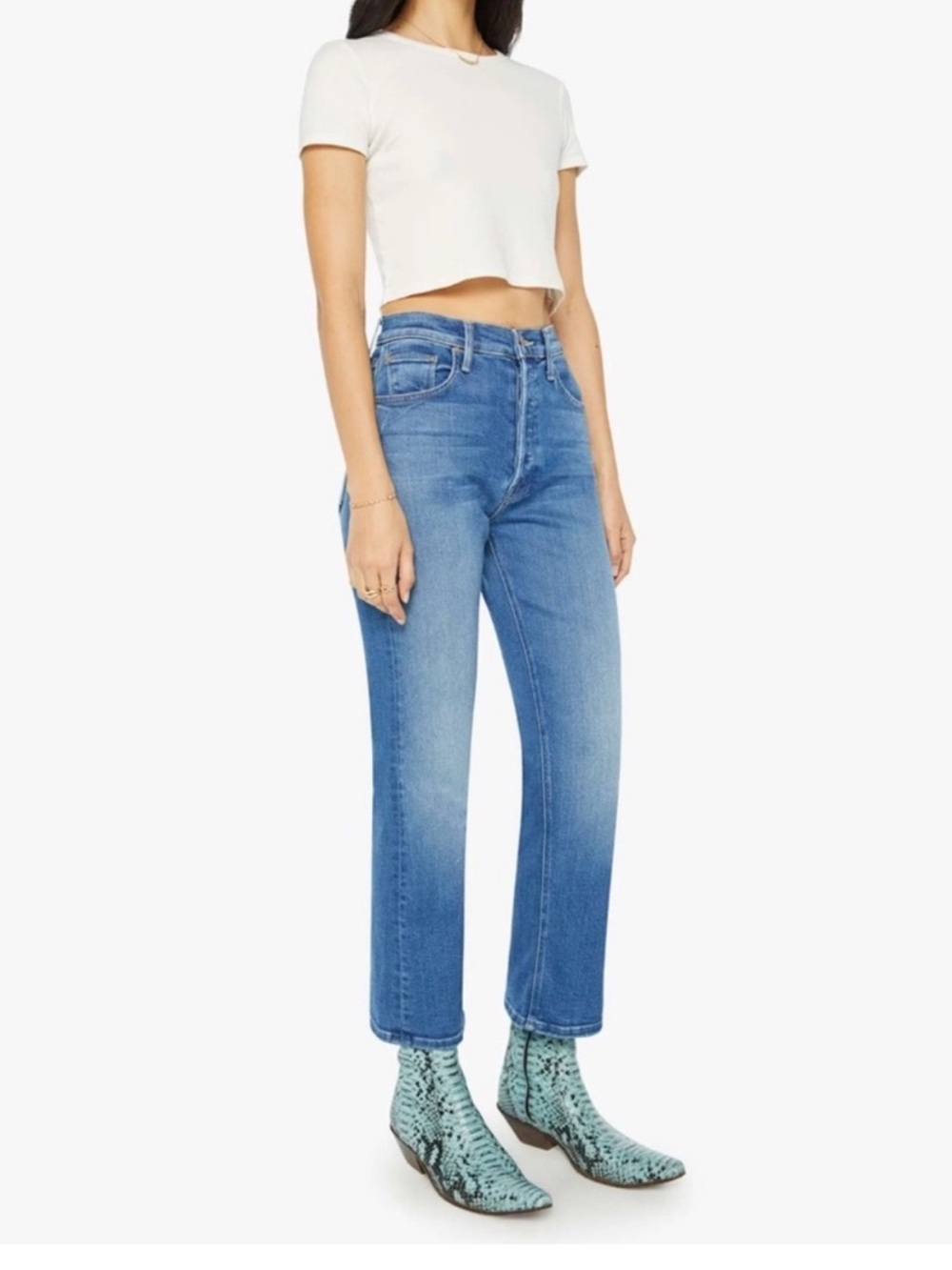Mother The Tripper Ankle Jeans - Blue Work Hard Play Hard Size 29